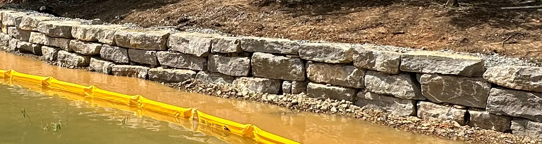 Seawall retaining wall on Lake Tuscaloosa in Alabama