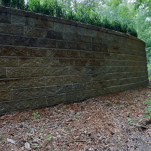 Retaining wall below the newly raised backyard