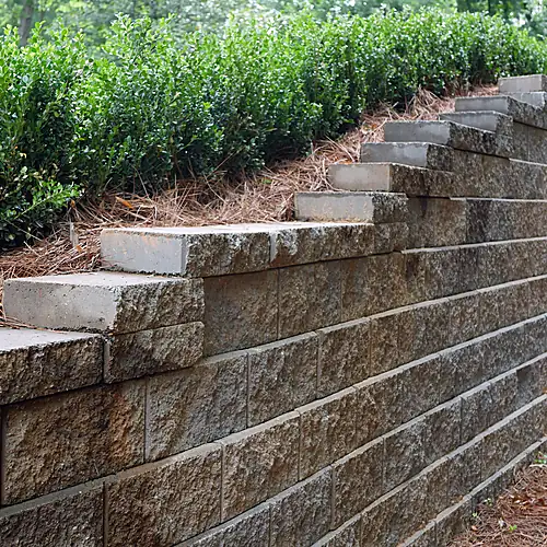 Stepped GeoStone wall with planting above