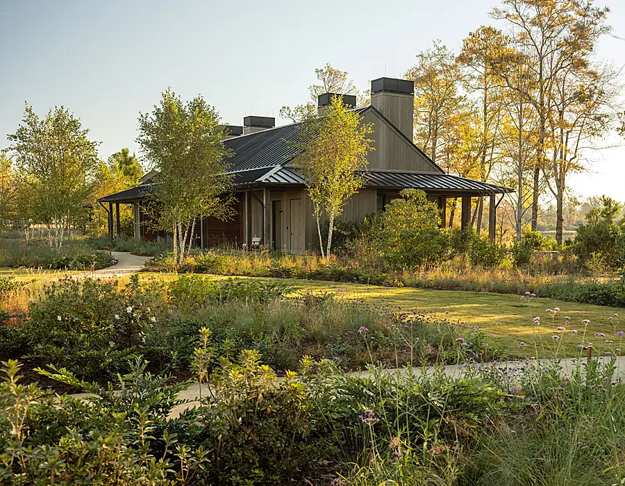 Regional planting palette and layered landscape structure