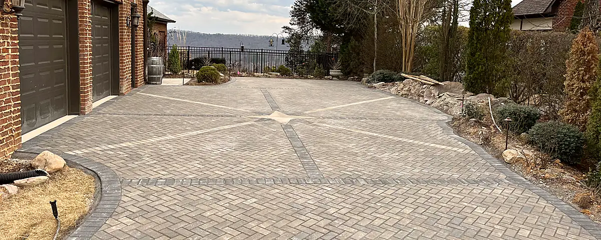 Paver surface with refined layout and joint detailing