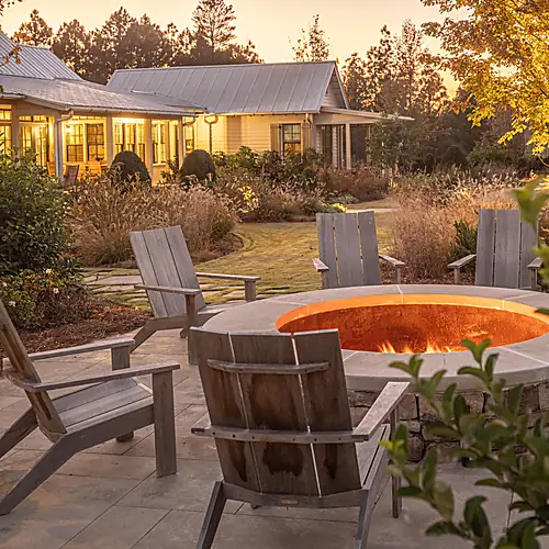 Outdoor living service with patio and built environment